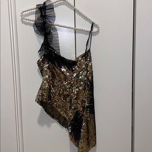 Gold & black rhinestone elegant top